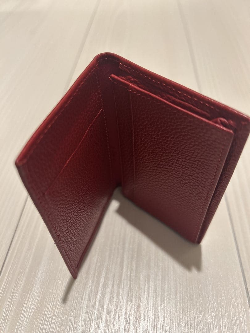 Longchamp レザー 赤 名刺入れ 3ポケット