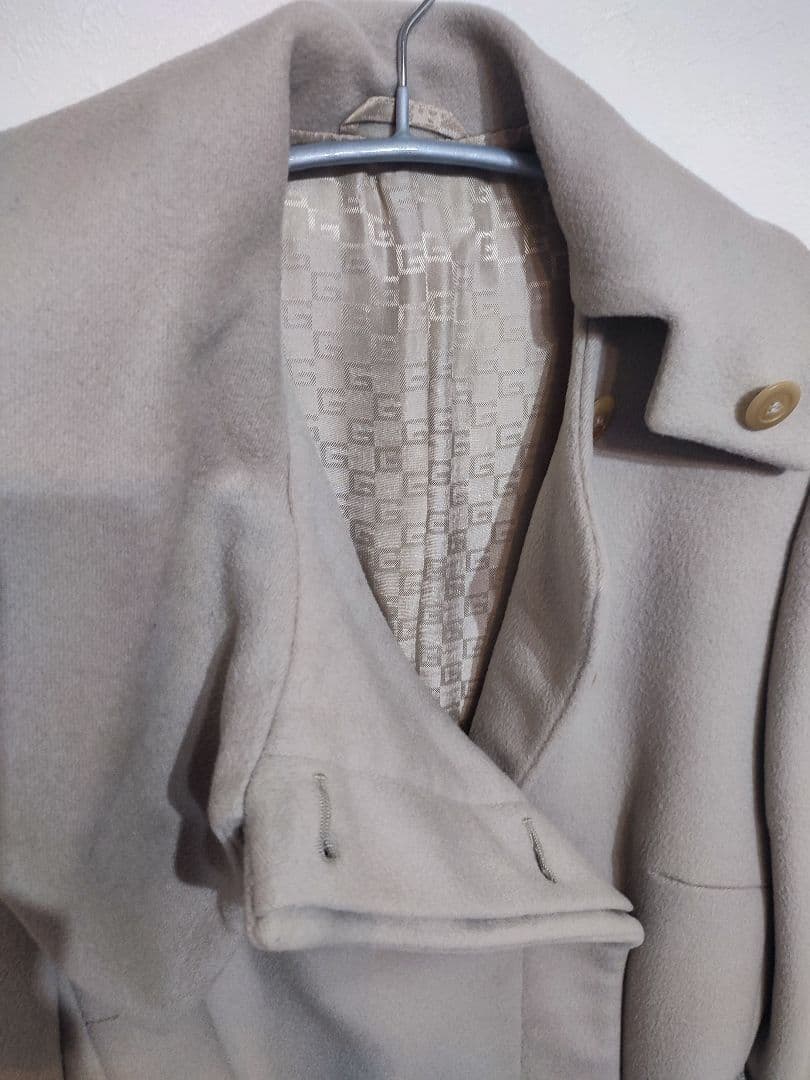 GUCCIカシミア混 ロングコート 38トムフォード期 GG総柄