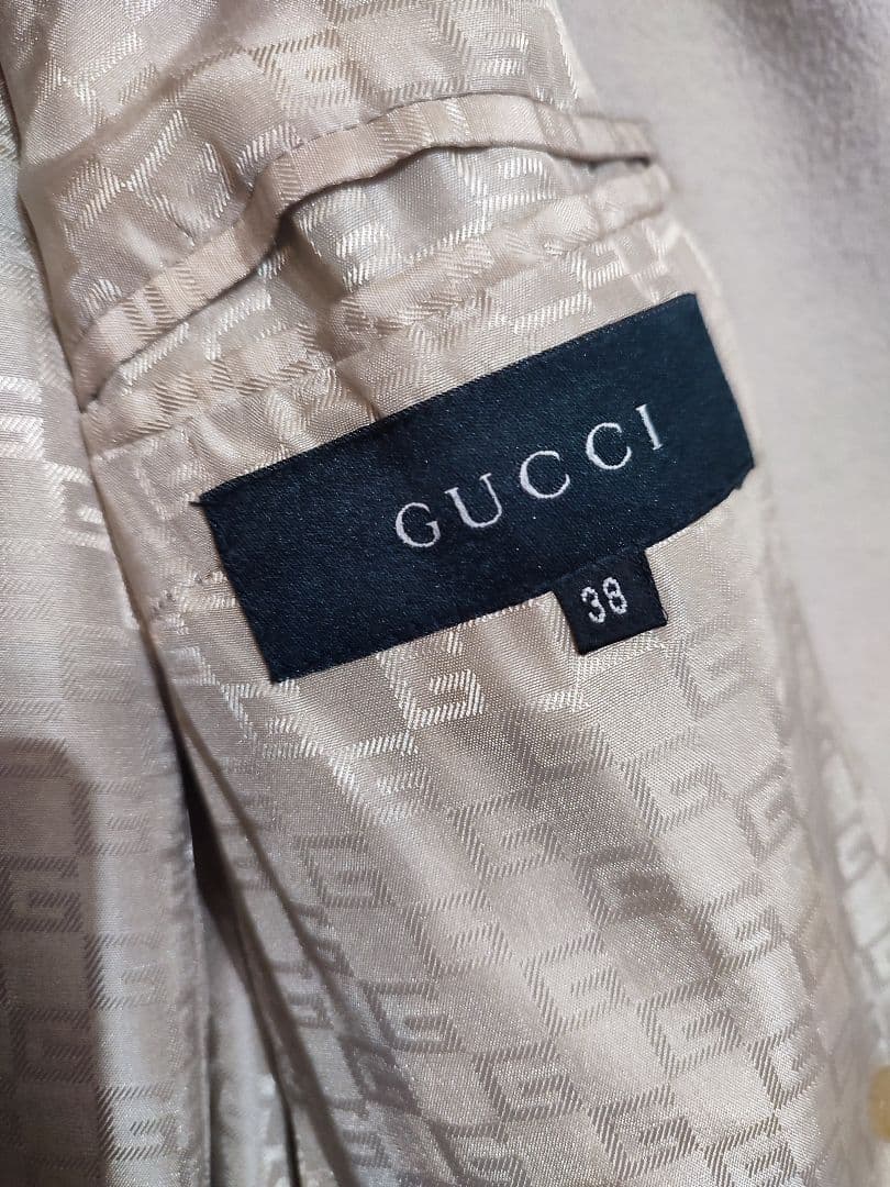 GUCCIカシミア混 ロングコート 38トムフォード期 GG総柄