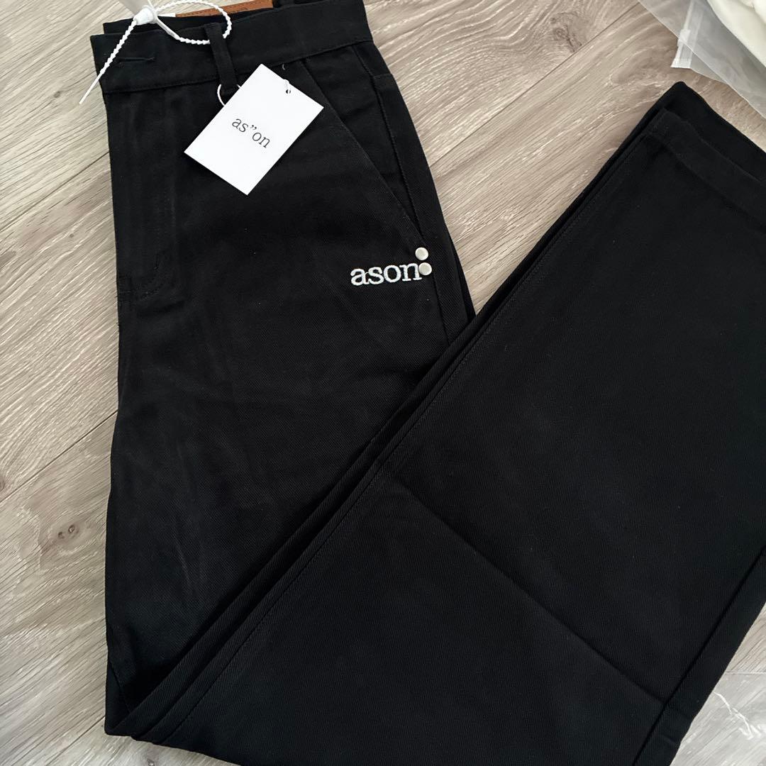as\"on アズオン SMOG WIDE PANTS ブラック ason 韓国M