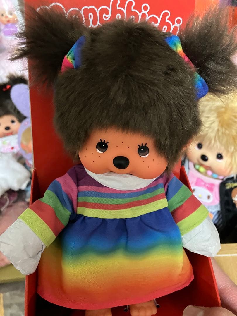 海外限定モンチッチ レインボードレス Sサイズ 女の子 ぬいぐるみ