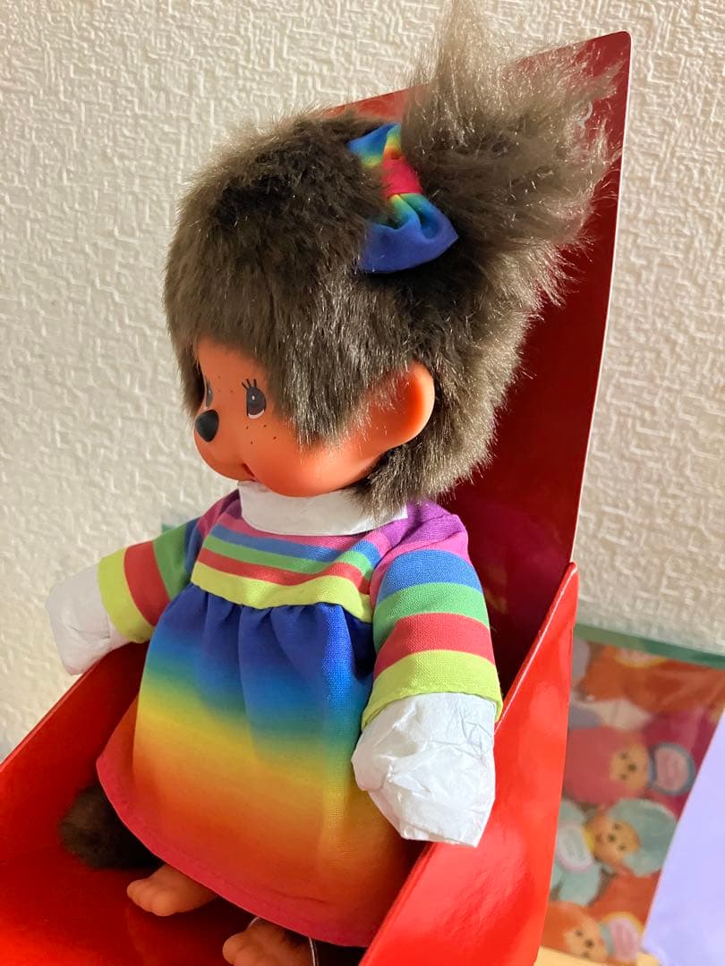 海外限定モンチッチ レインボードレス Sサイズ 女の子 ぬいぐるみ