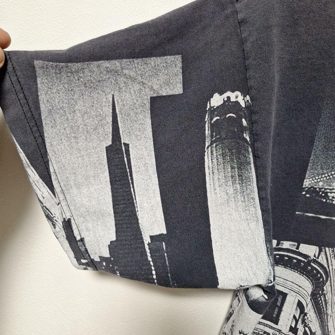 90s ヴィンテージ サンフランシスコ 総柄Tシャツ XL 黒 フェード感 良好