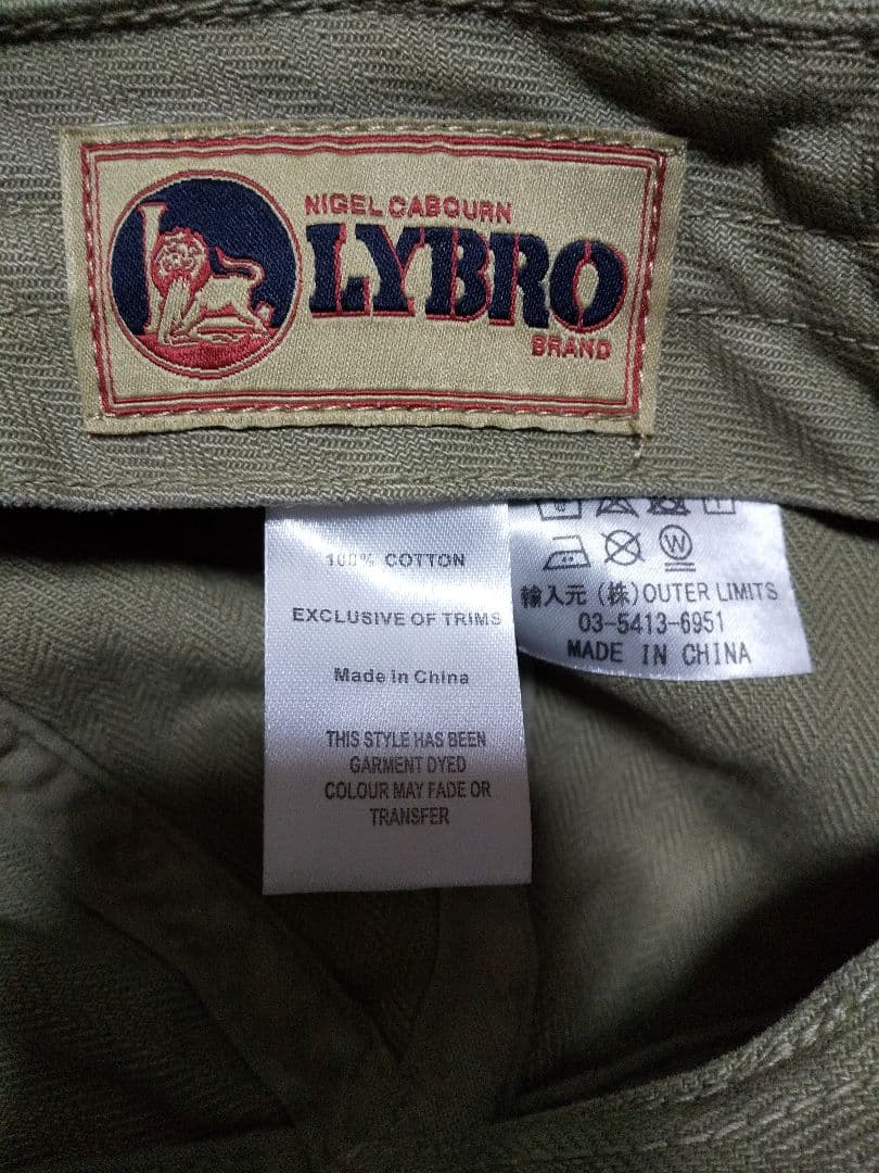 美品 ナイジェルケーボン LYBRO ロゴ メカニックキャップ ヘリンボーン帽子