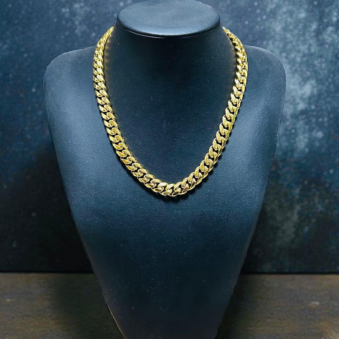 喜平ネックレス 50cm 幅12mm 18K刻印 ステンレス ゴールドチェーン