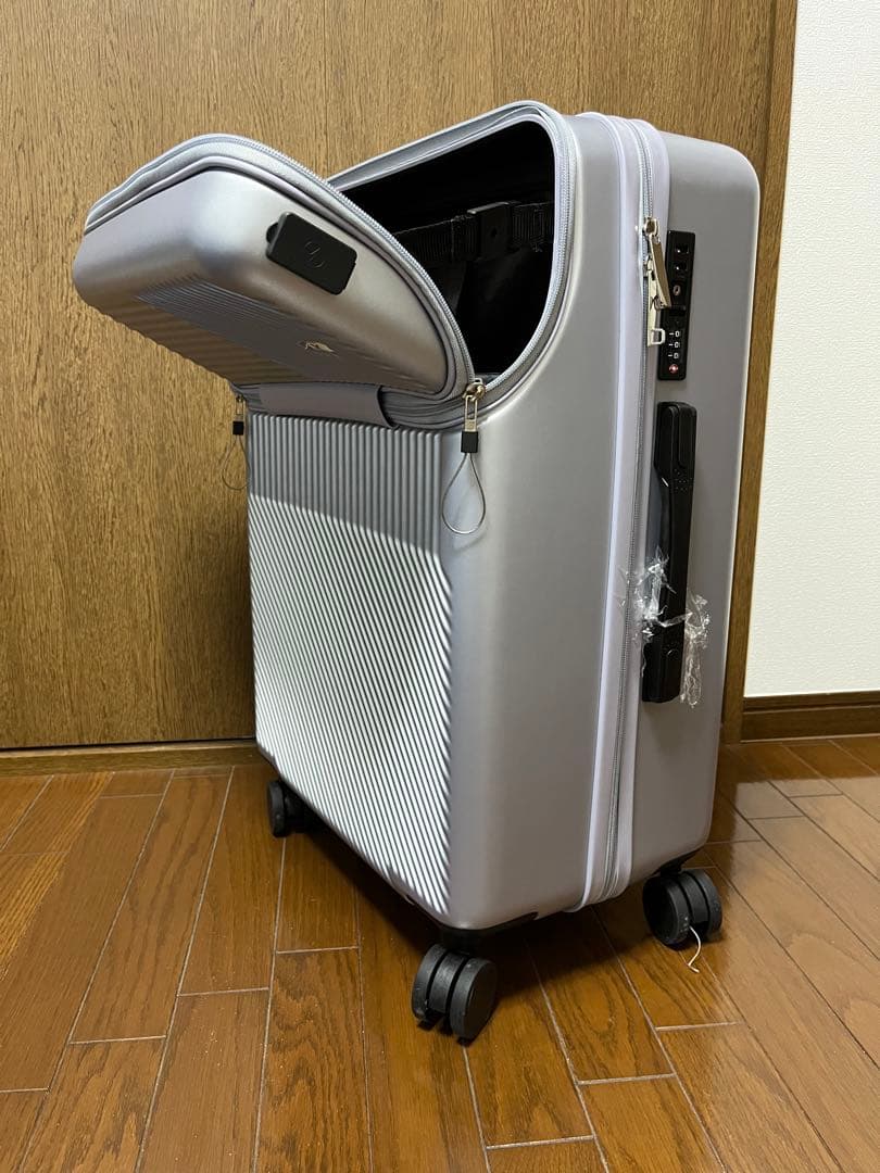 新品 スーツケース フロントオープン USBポート付 カップホルダー付 63L