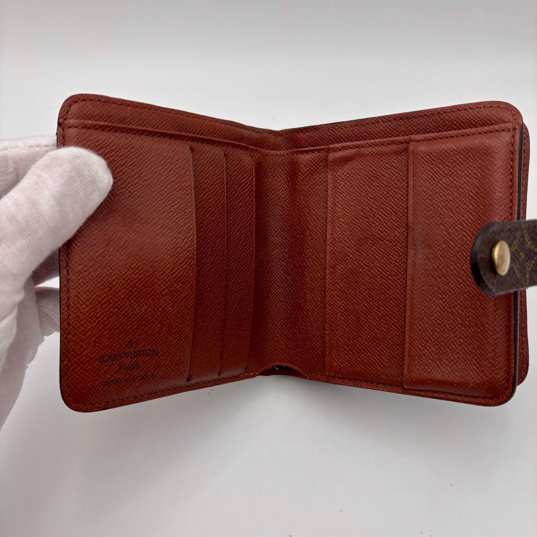 ルイヴィトン モノグラム コンパクトジップ　二つ折り財布　ブラウン 正規品