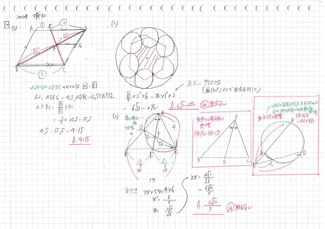 塾講師オリジナル数学解説 全問動画付!! 城北 2022-24 高校入試 過去問