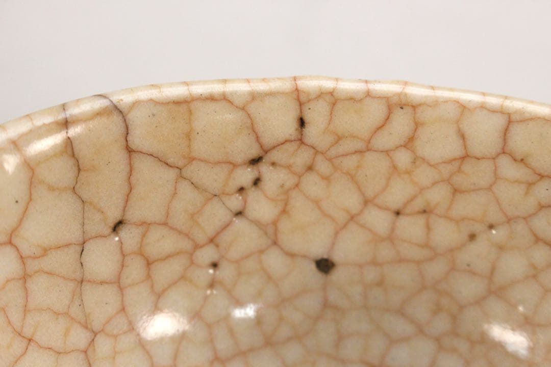 No5081 貫入楕円耳付小鉢　茶道具　煎茶　湯冷まし　陶磁器　古美術　送料無料