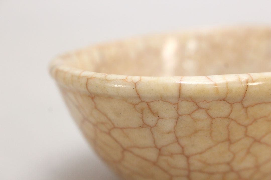 No5081 貫入楕円耳付小鉢　茶道具　煎茶　湯冷まし　陶磁器　古美術　送料無料