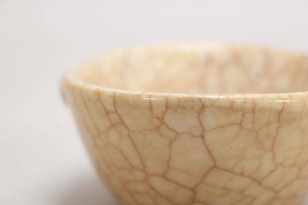 No5081 貫入楕円耳付小鉢　茶道具　煎茶　湯冷まし　陶磁器　古美術　送料無料