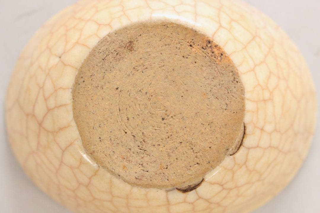 No5081 貫入楕円耳付小鉢　茶道具　煎茶　湯冷まし　陶磁器　古美術　送料無料