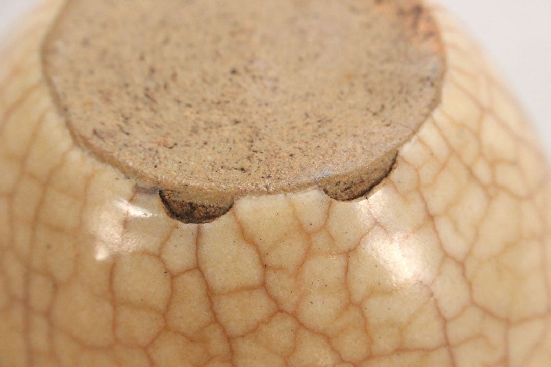 No5081 貫入楕円耳付小鉢　茶道具　煎茶　湯冷まし　陶磁器　古美術　送料無料