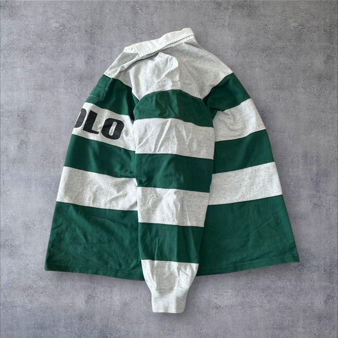90s POLO SPORT ポロスポーツ ラガーシャツ ロゴ ボーダー XL