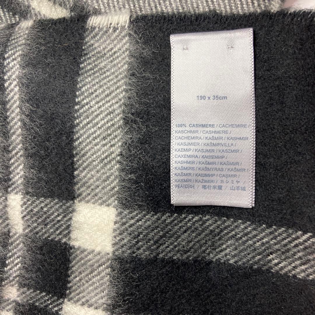 美品 ジョンストンズ カシミヤ100％ 中判ストール ブラック＆ホワイト