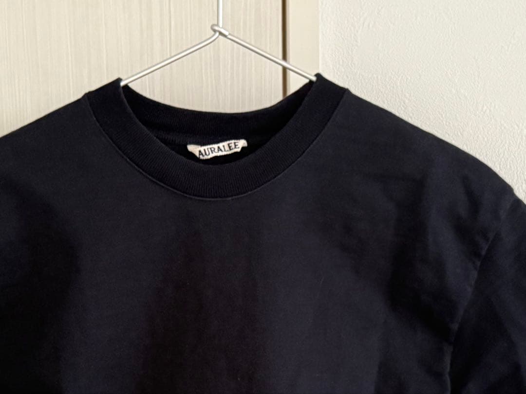 AURALEE スタンドアップTシャツ ブラック