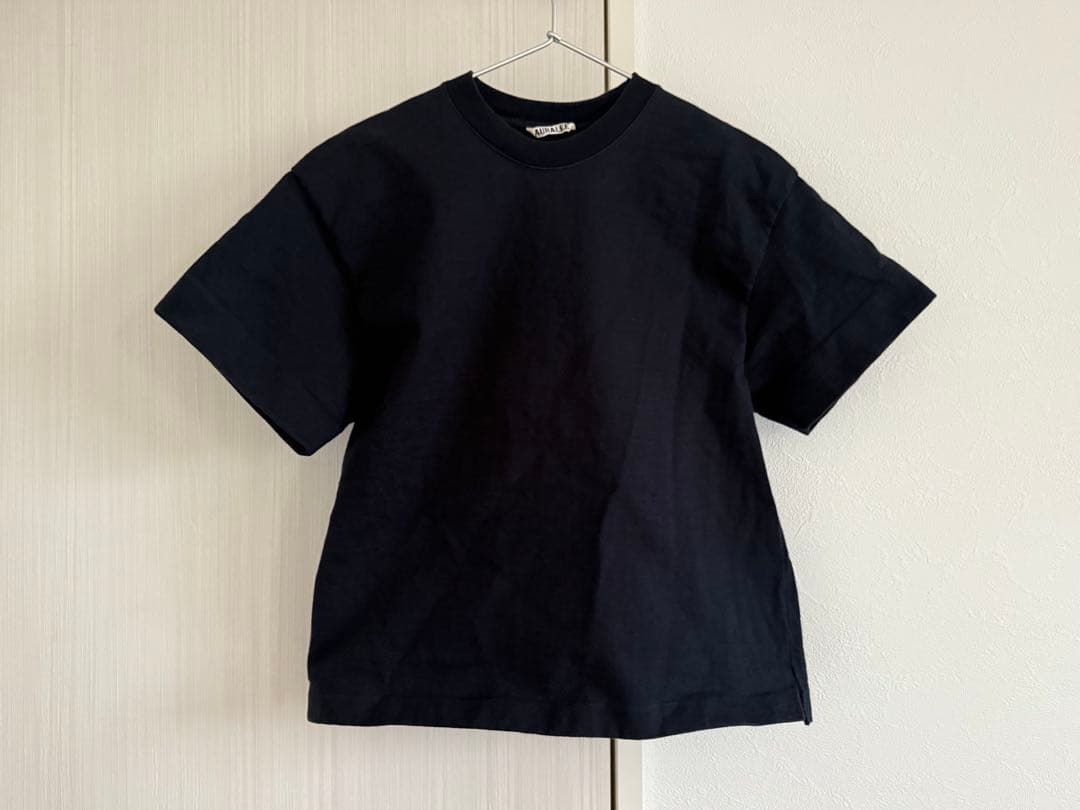 AURALEE スタンドアップTシャツ ブラック
