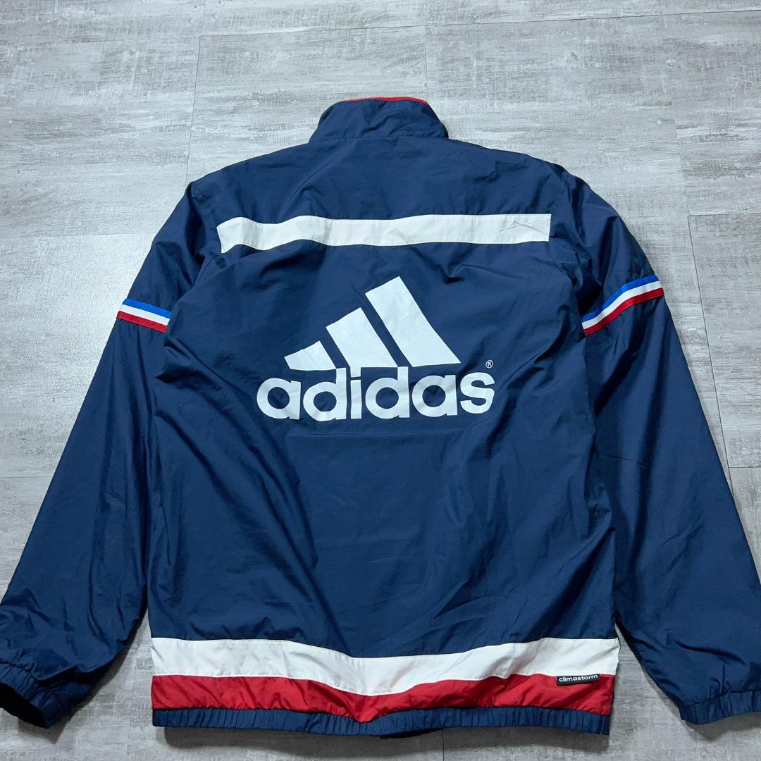 美品 adidas 防寒 裏地 ウィンドブレーカー上下セット メンズ Mネイビー