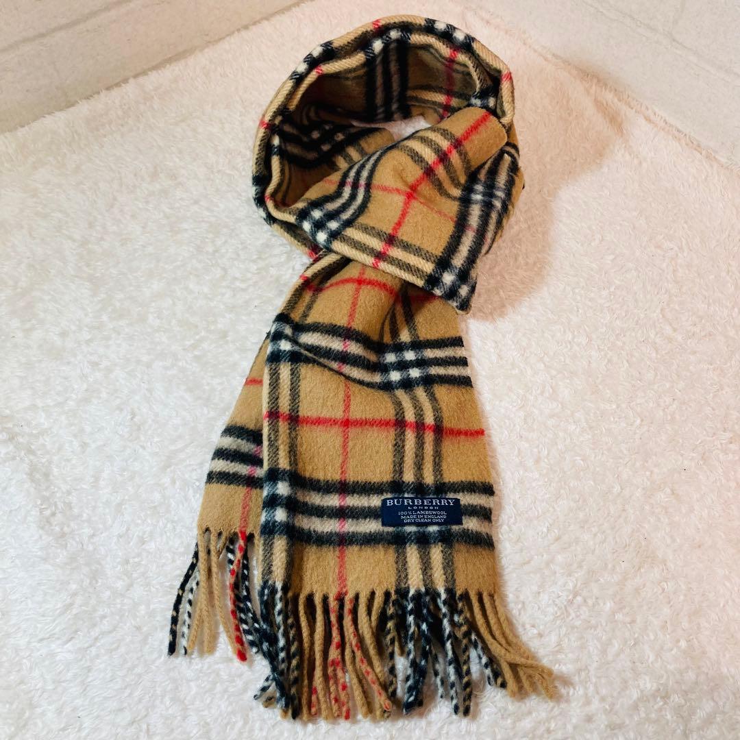 Burberry マフラー ノバチェック ラムウール ロン　大きめ　英国製