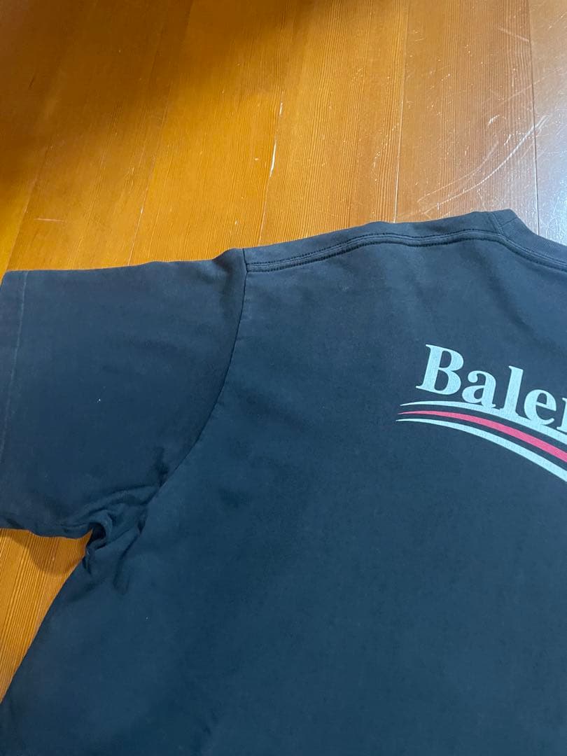 古*も様 BALENCIAGAキャンペーンロゴ Tシャツ　ブラック