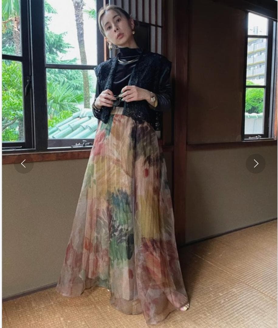 スカート AMERI UND WILLOW PAINT PLEATS SKIRT
