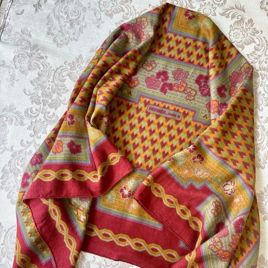 エルメス❤️カシミヤシルク❤️カシシル❤️秋色ストール140