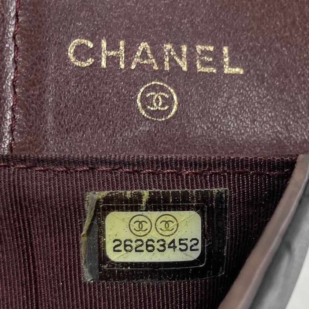 【大人気】CHANEL 三つ折り財布 ラムスキン ココ ブラック