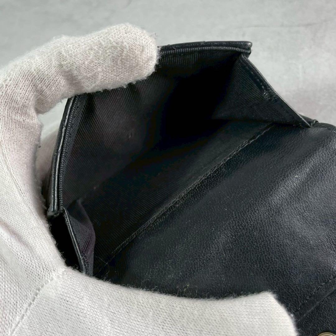 【大人気】CHANEL 三つ折り財布 ラムスキン ココ ブラック