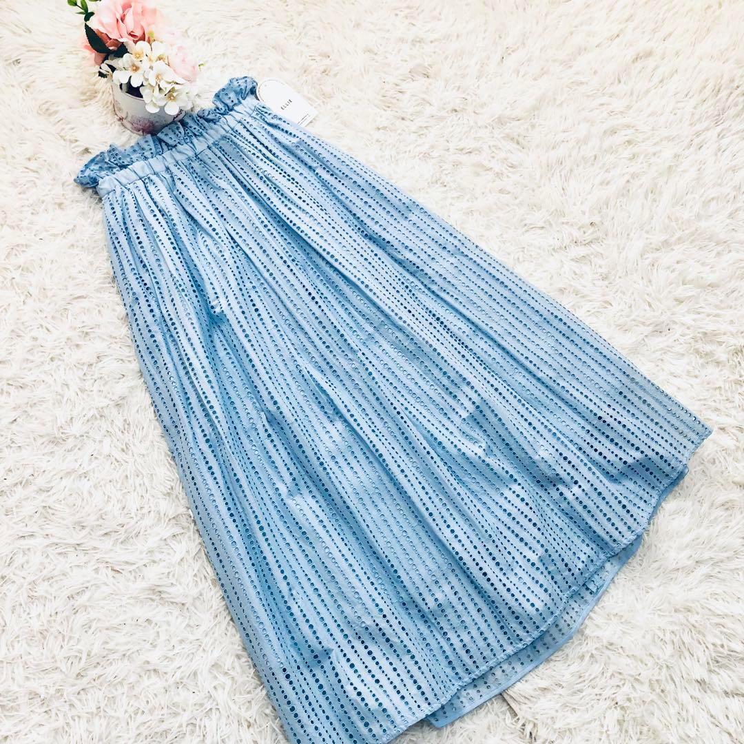売約済タグ付　ELLIE ロングスカート　F コットン　ブルー