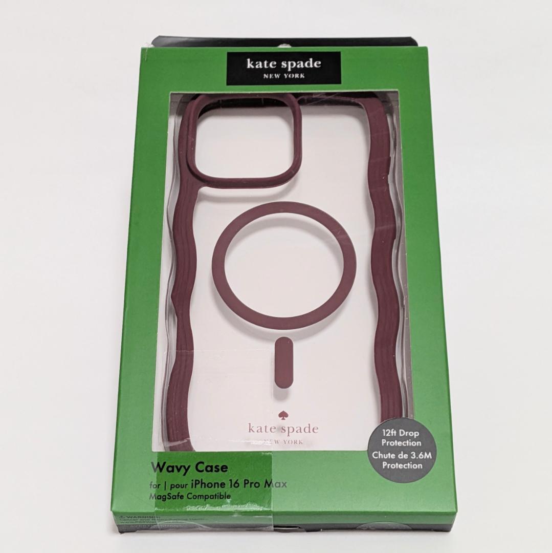 Kate SpadeiPhone16ProMAXケースボルドー色おしゃれデザイン