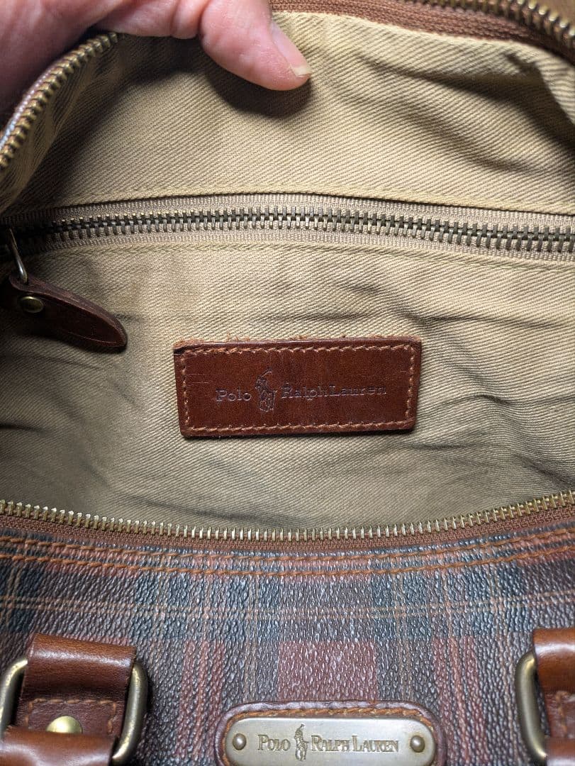 Polo Ralph Laurenミニボストンバッグ ブラウン・チェック柄