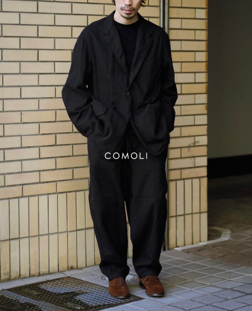 COMOLI 26SS ブラックドリル セットアップ サイズ2 ジャケット