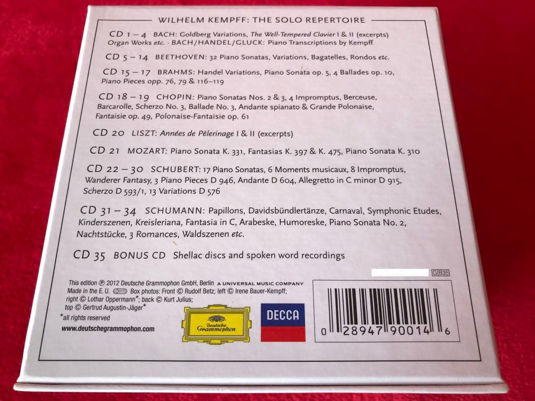 クラシック WILHELM KEMPFF THE SOLO REPERTOIRE 35CD