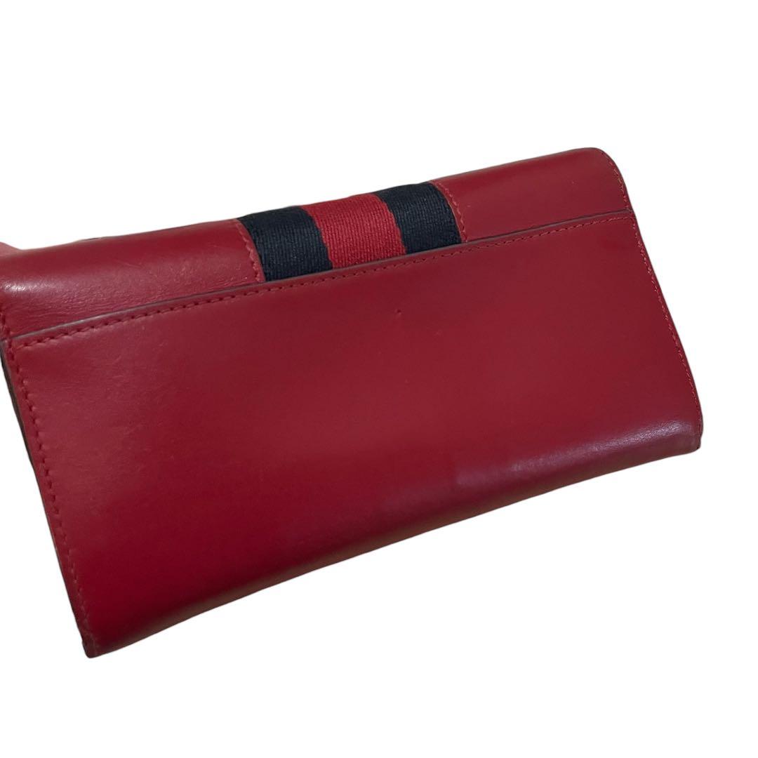 最終　レア　GUCCI 　赤　レザー　シェリーライン　ゴールド金具