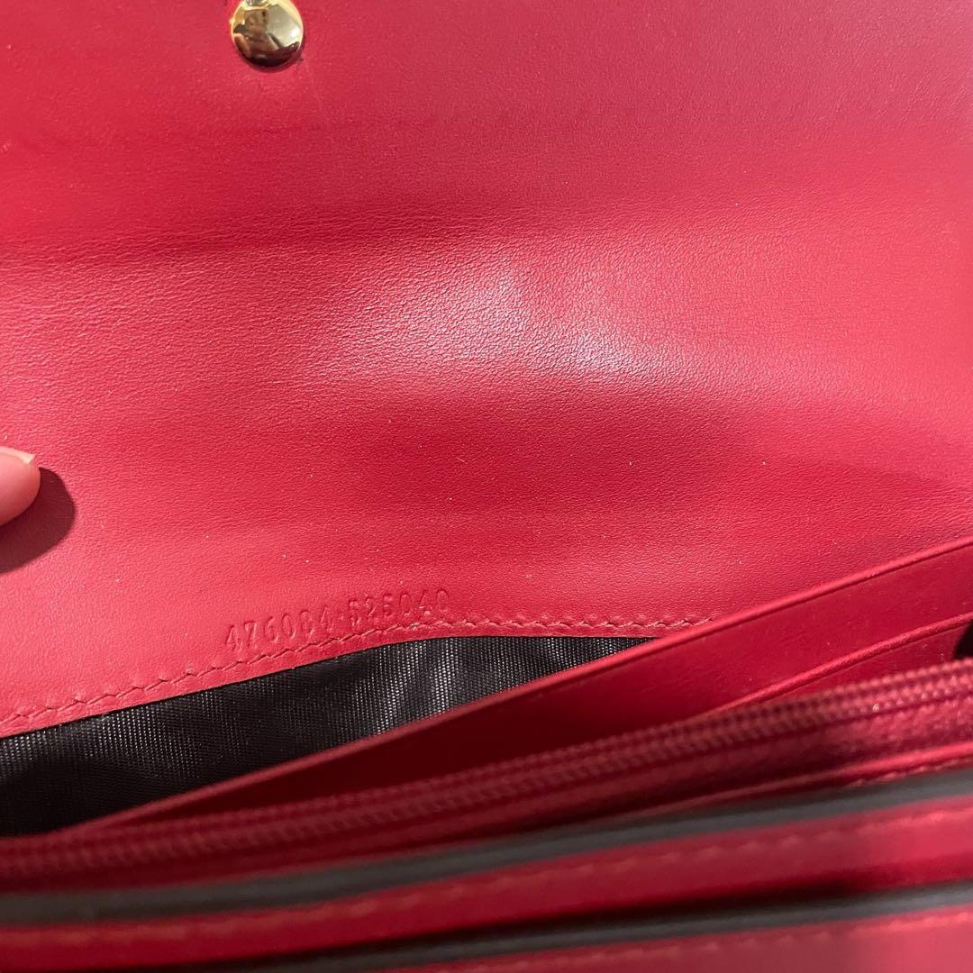 最終　レア　GUCCI 　赤　レザー　シェリーライン　ゴールド金具