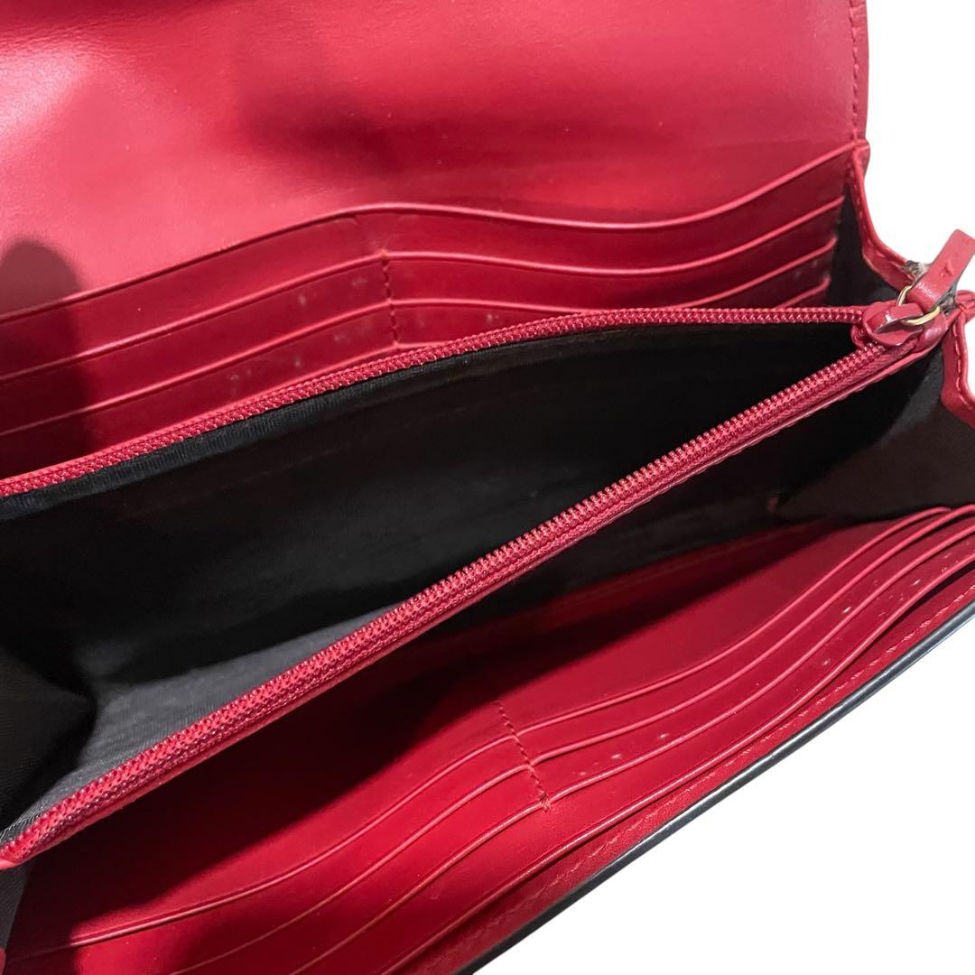 最終　レア　GUCCI 　赤　レザー　シェリーライン　ゴールド金具