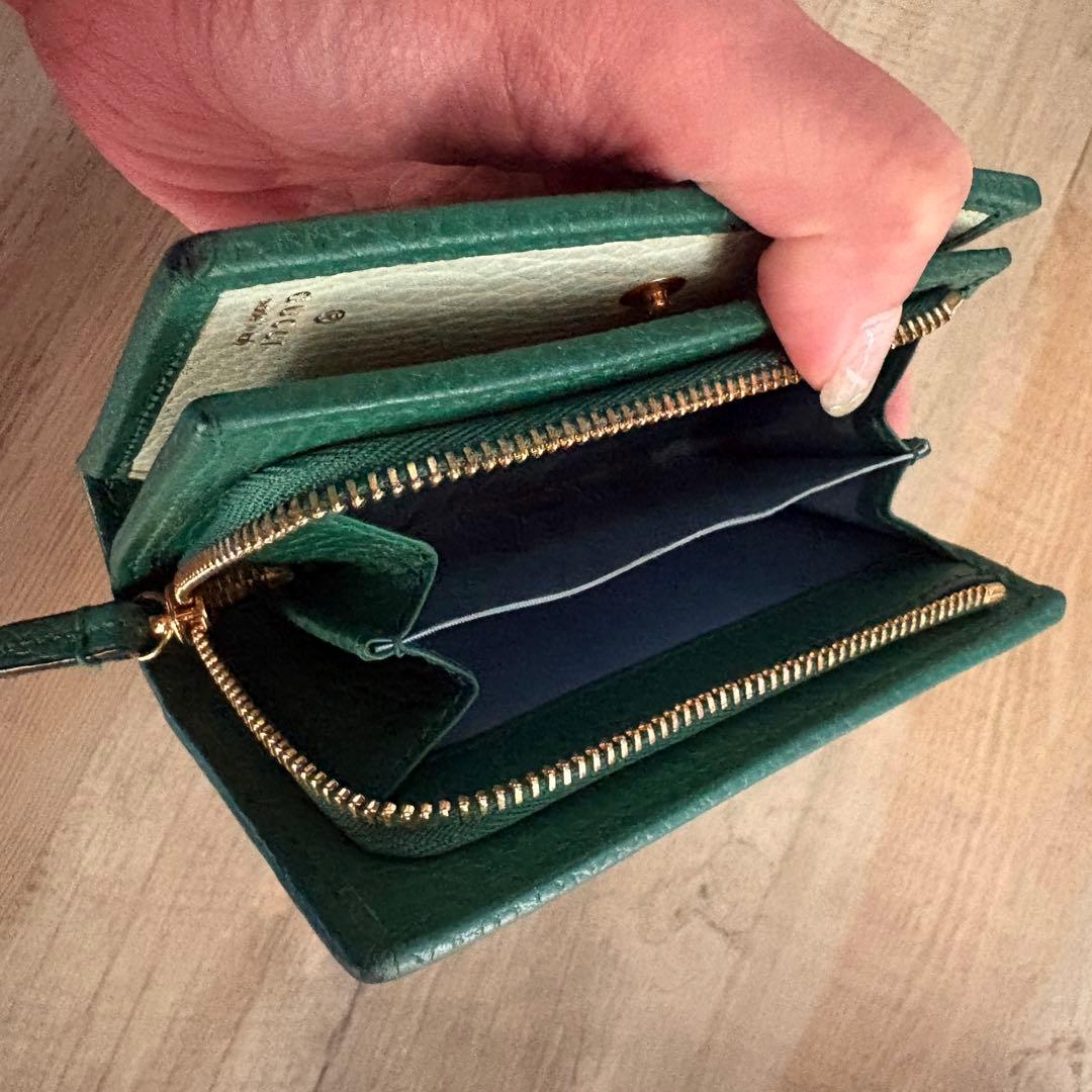 GUCCI 二つ折りウォレット　グリーン　ミニ財布