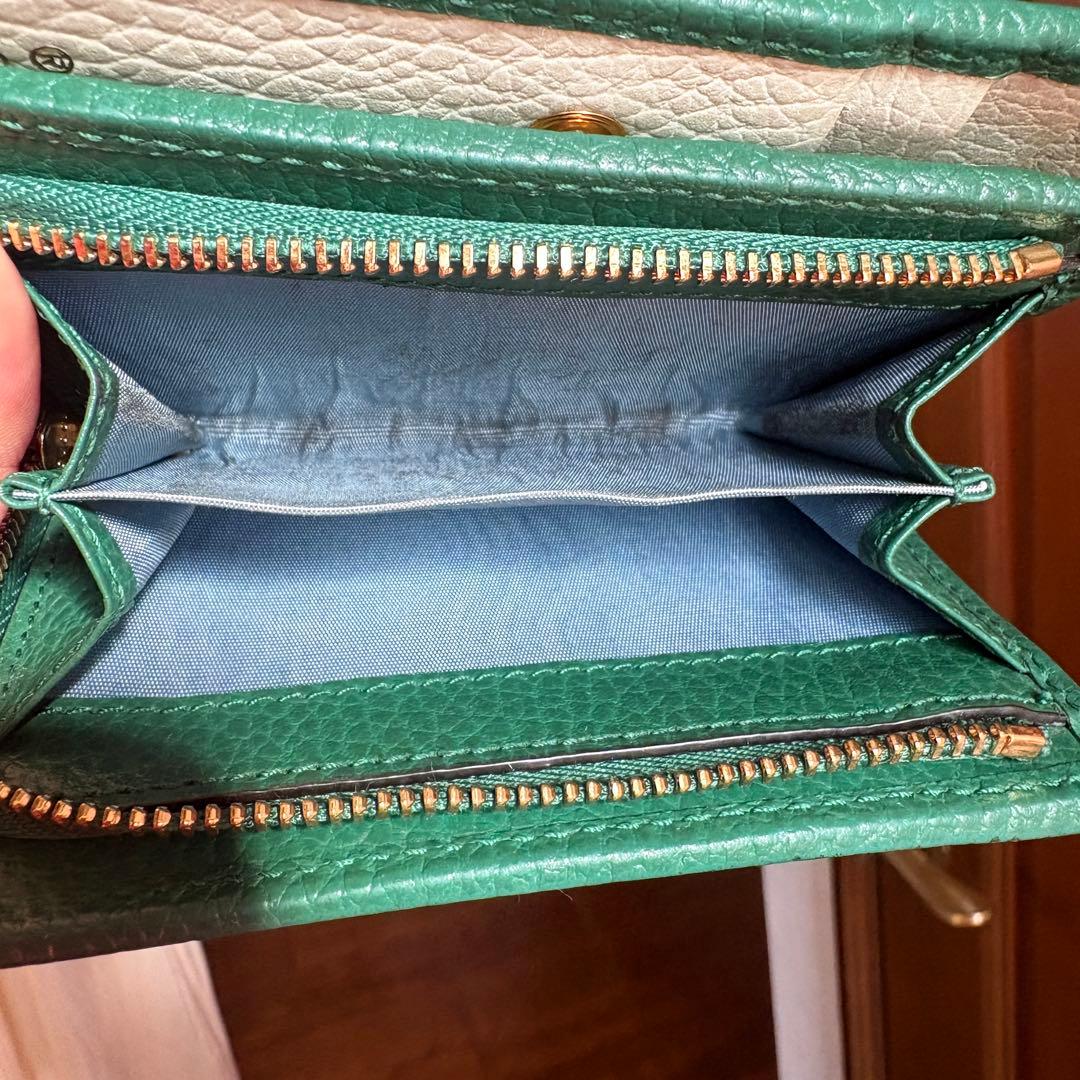 GUCCI 二つ折りウォレット　グリーン　ミニ財布