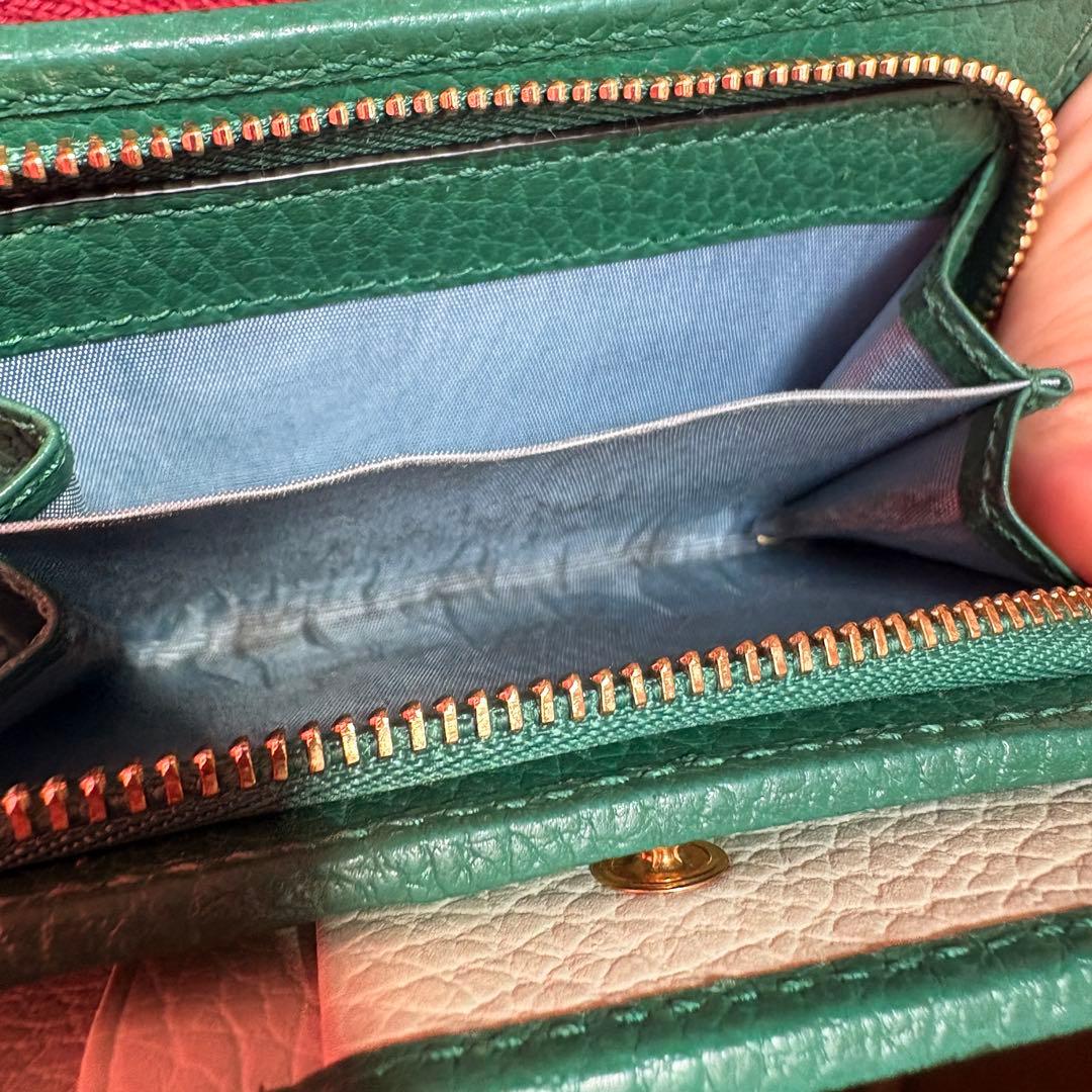 GUCCI 二つ折りウォレット　グリーン　ミニ財布
