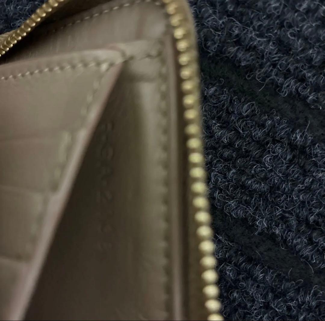 CELINE セリーヌ ラウンドファスナー レザー折財布 二つ折り財布グレージュ