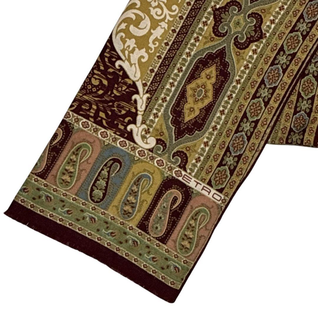 【美品】ETRO エトロ ペイズリー柄 ロゴ 大判ストール スカーフ