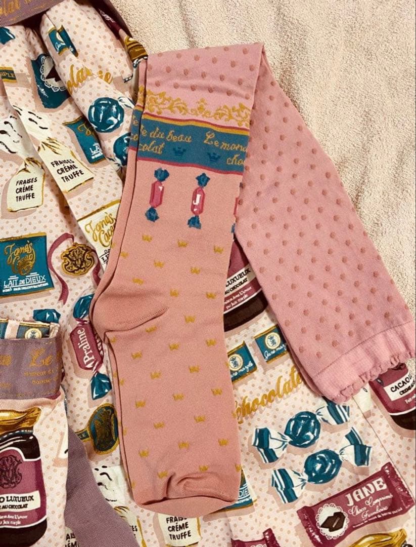 Jane Marple お菓子 ピンク ワンピース トートバッグ タイツ セット