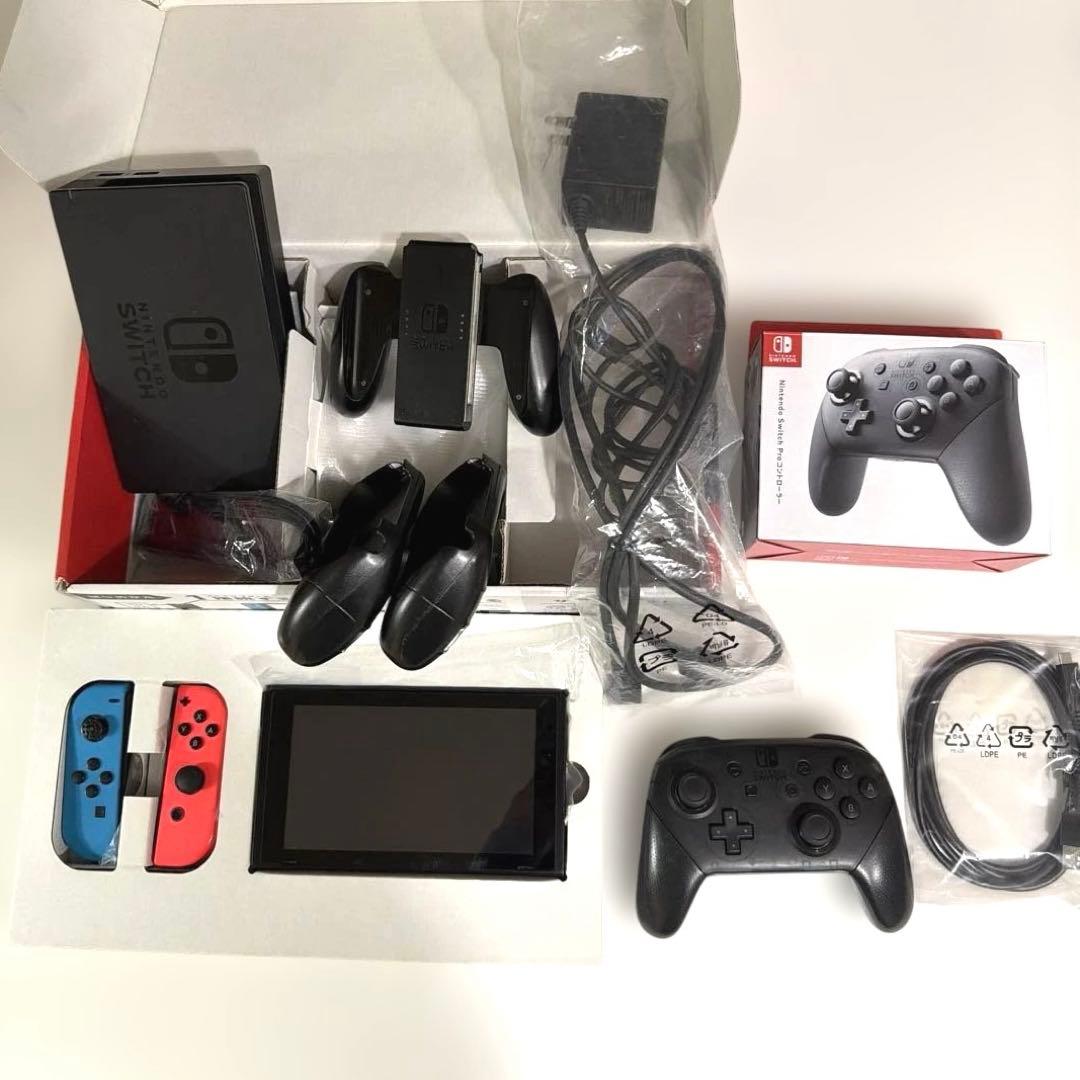 Nintendo Switch 本体 青/赤 Joy-Con 純正プロコン付き