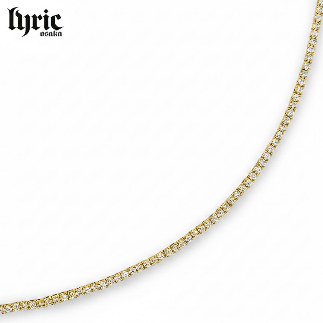 テニスチェーン ゴールド 2mm 50cm テニスネックレス ブリンブリン