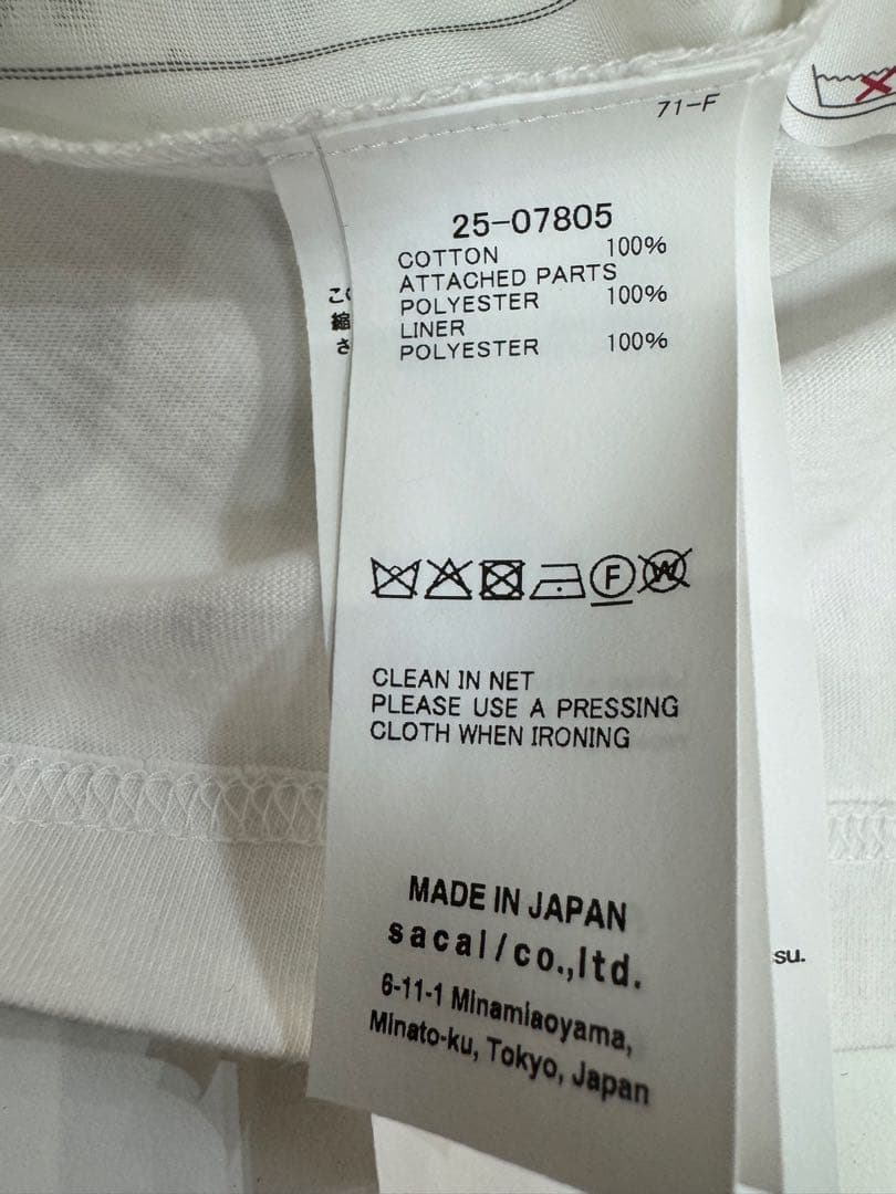 【未使用品】Sacai (サカイ)　半袖Tシャツ カットソー 25-07805