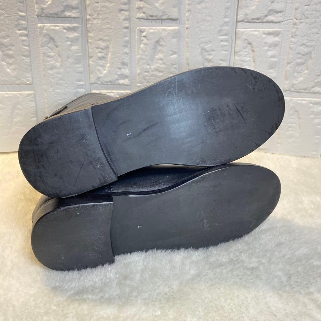 【美品】LOISIR レザーブーツ ブラック バックル付き L 24.5cm