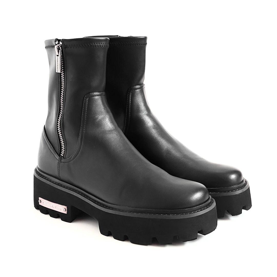 美品 チャールズアンドキース サイドジップ ストレッチ ショートブーツ ザラ