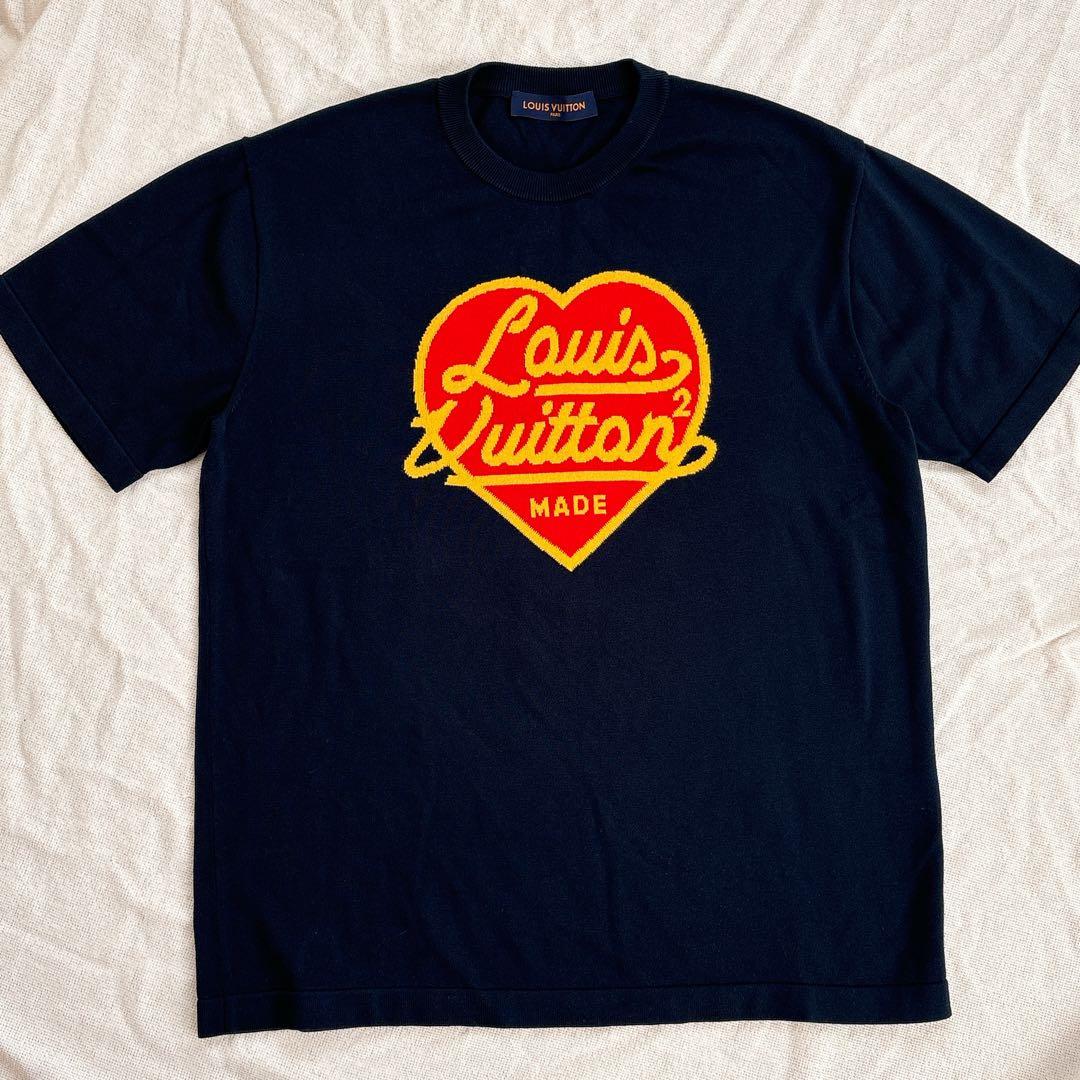 LOUIS VUITTON インタルシアジャガードハートクルーネックニット　XL