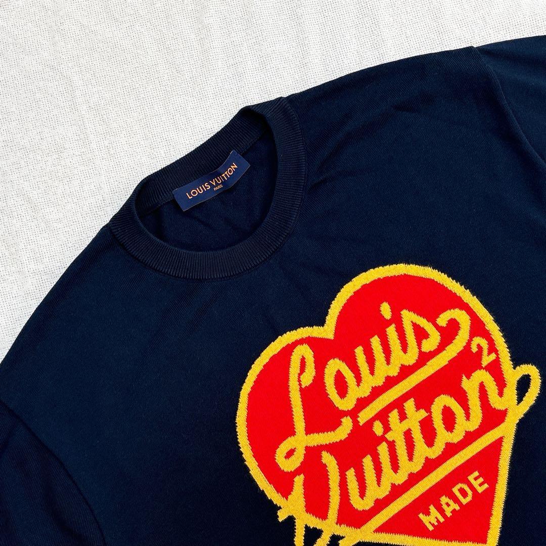 LOUIS VUITTON インタルシアジャガードハートクルーネックニット　XL