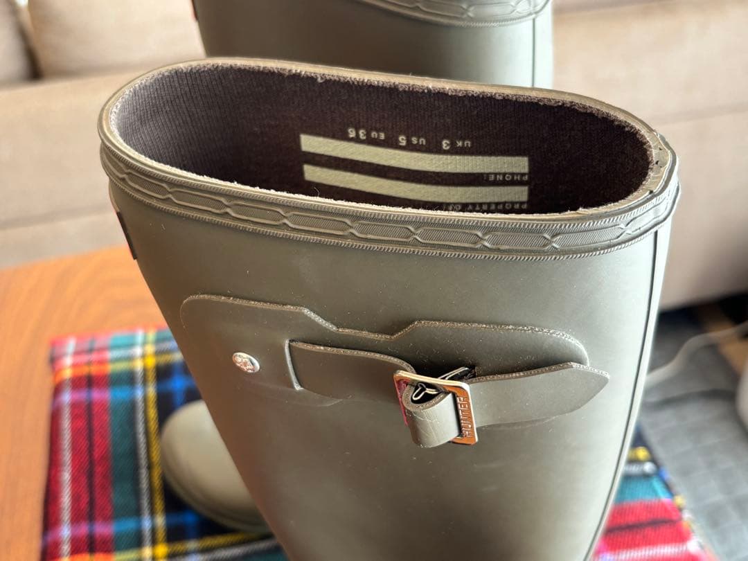 HUNTER 長靴 バックル付き UK3(22cm)オリーブ 箱.袋無し